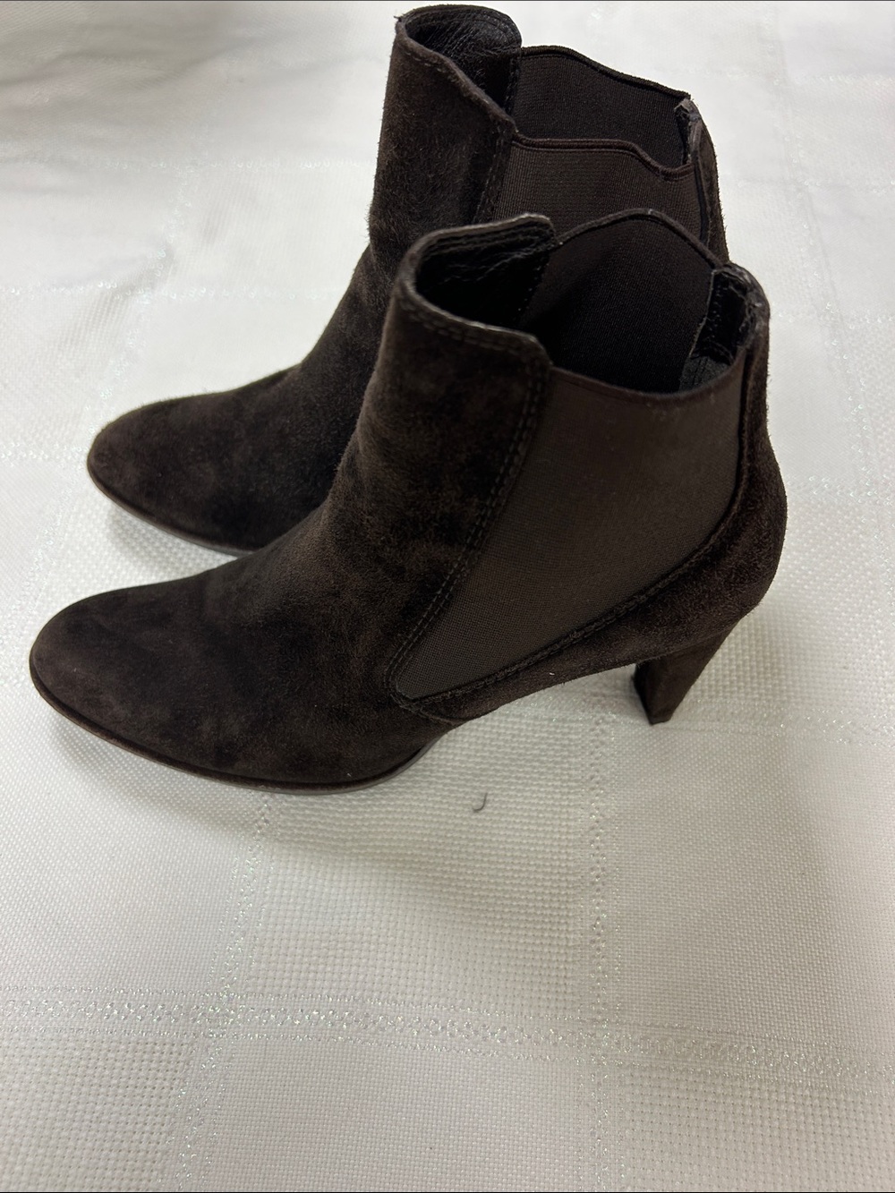 Stuart Weitzman Dark Brown Suede Pointed Toe Chelsea Booties image 2